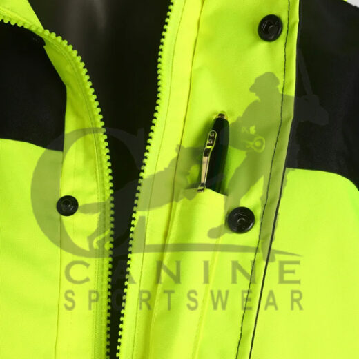 Adjustable Hood Workwear Waterproof Hi Vis Reflective Jacket - Image 3