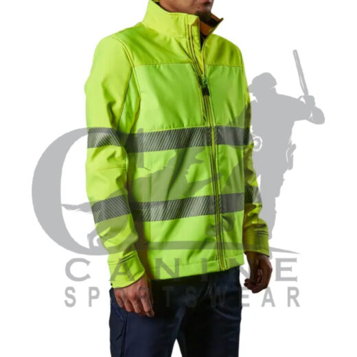 Hi Vis Men's Softshell Reflective Taped Safety Jacket - Yellow/Navy - Image 3
