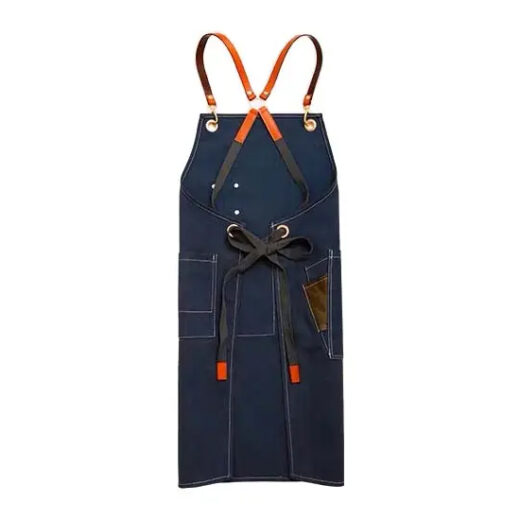 Blue Adjustable Denim Jean Kitchen Apron with Pockets - Image 3